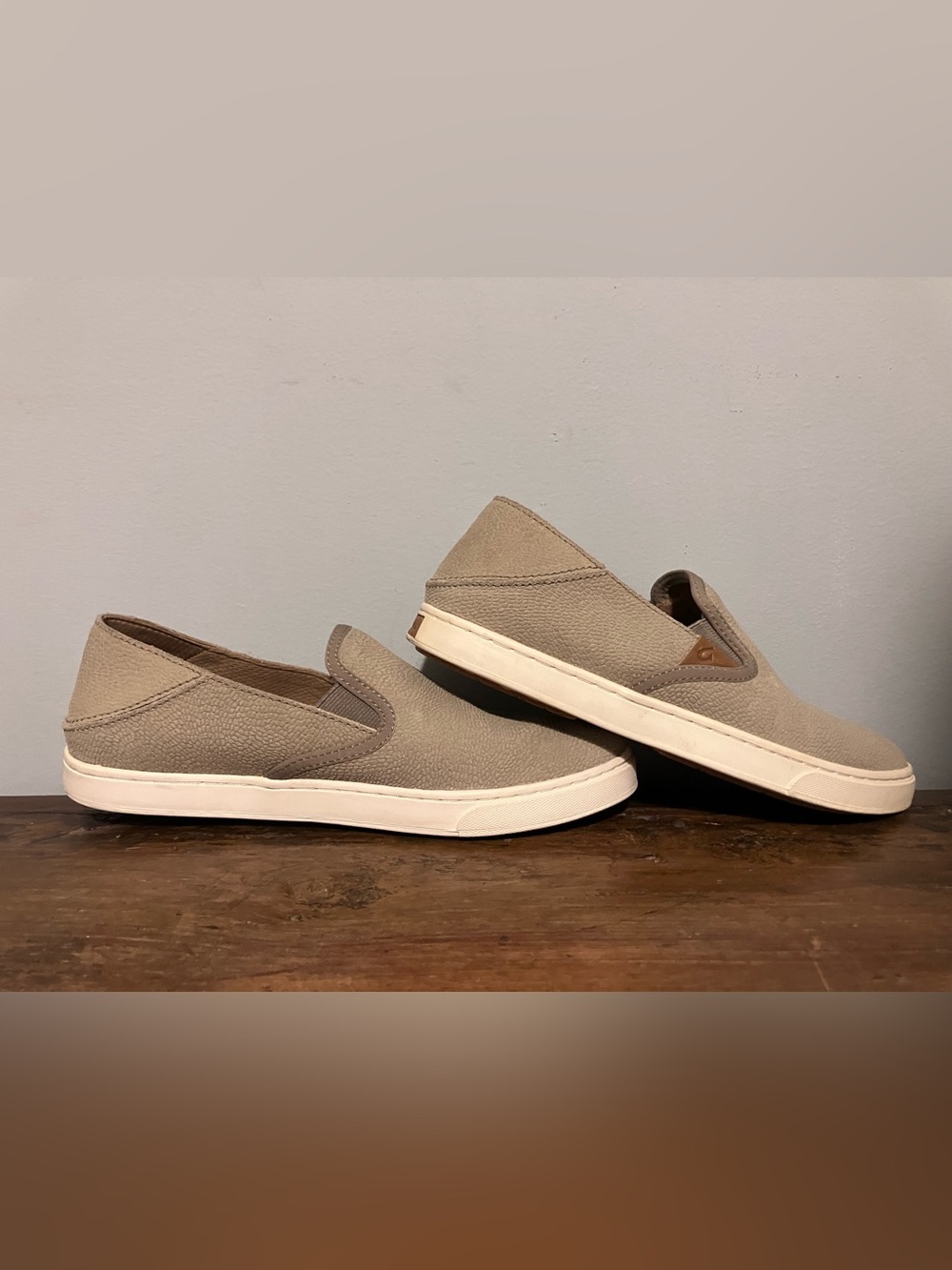 OluKai Pehuea Leather Slip-On Sneakers Clay - Picture 4 of 12